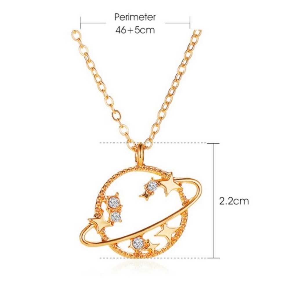 Dainty gold Saturn necklace